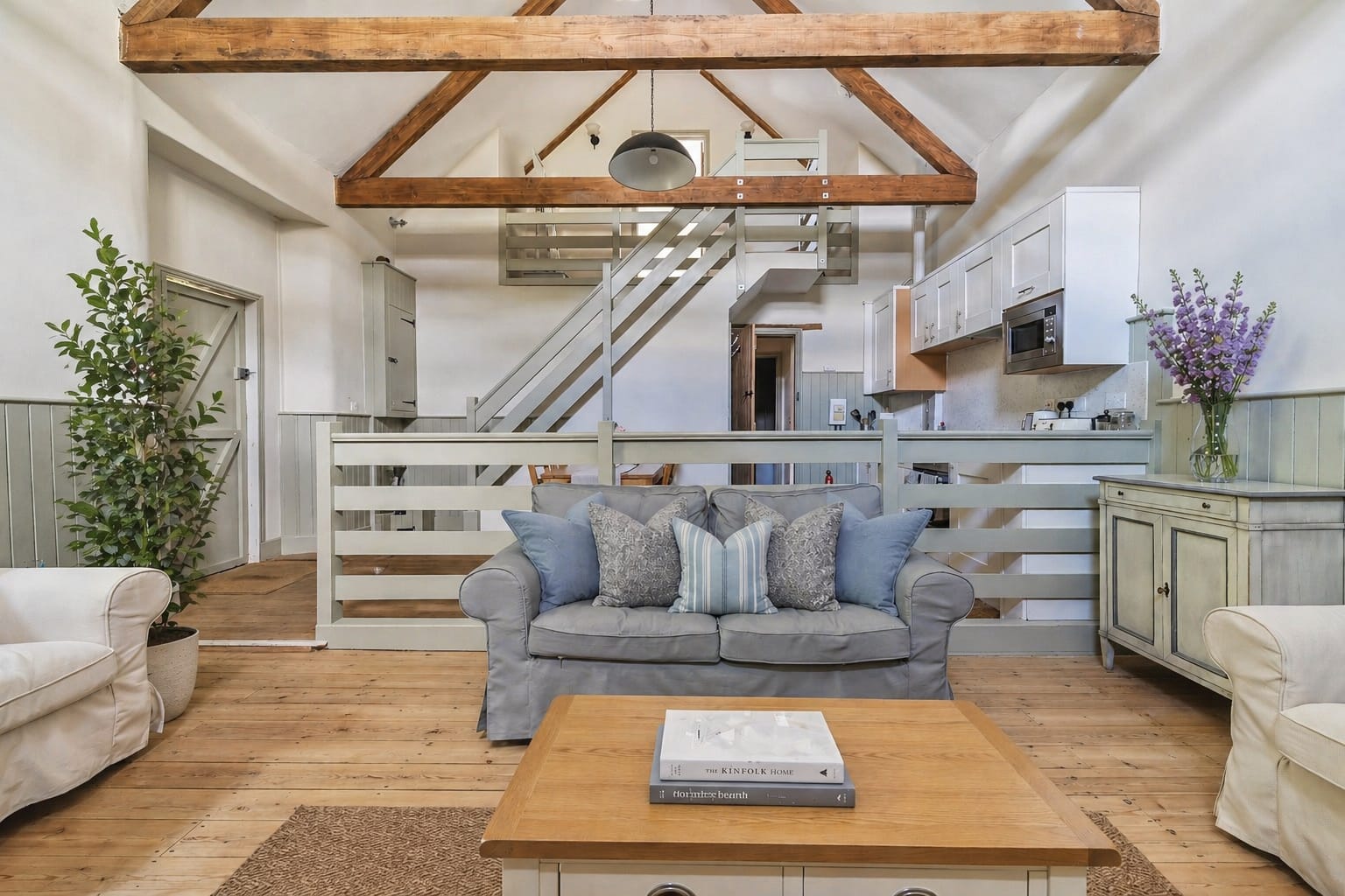 The Cider Barn — vaulted open-plan living area